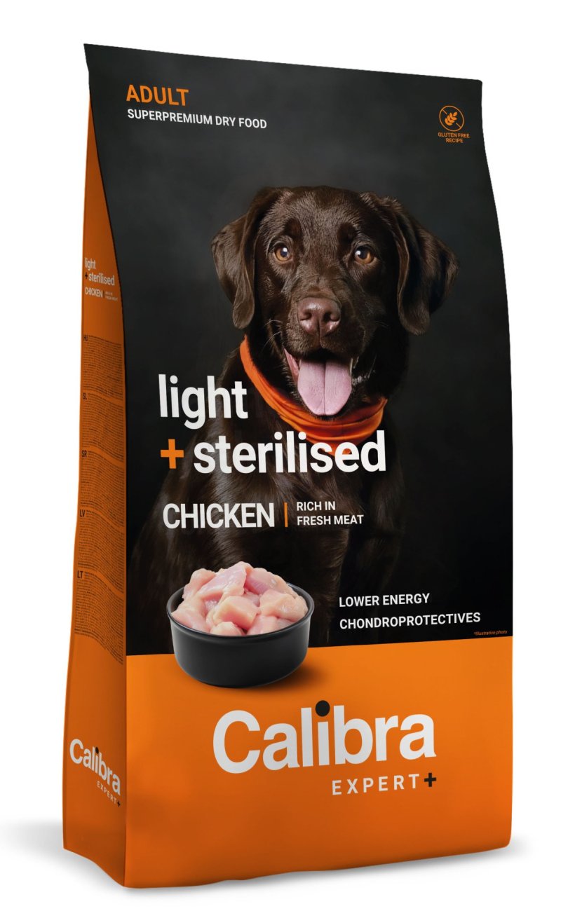 Calibra Dog EXPERT+ Adult Light & Sterilised – Huhn Trockenfutter 12 kg
