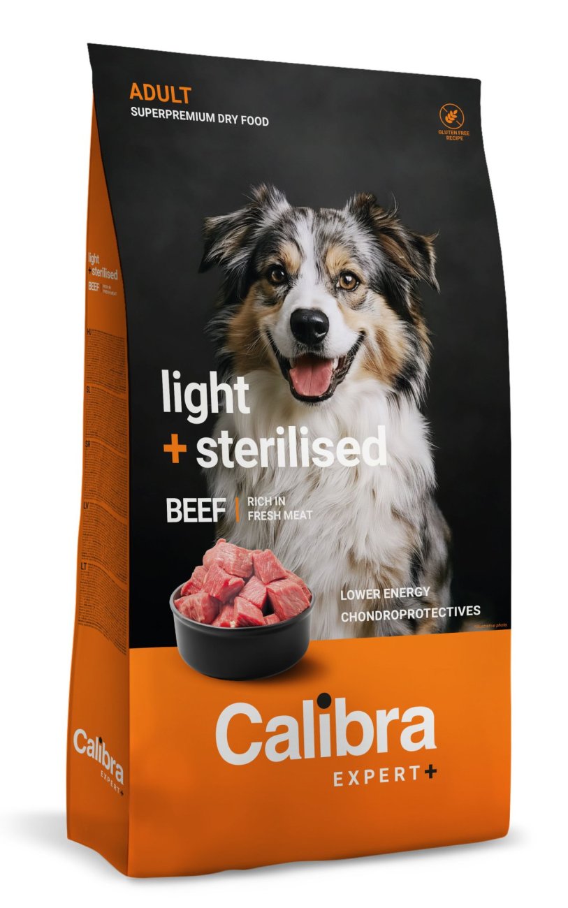 Calibra Dog EXPERT+ Adult Light & Sterilised Rind Trockenfutter 12kg
